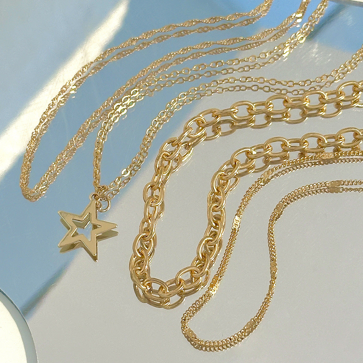 Star & Cross Layered Pendant Necklace