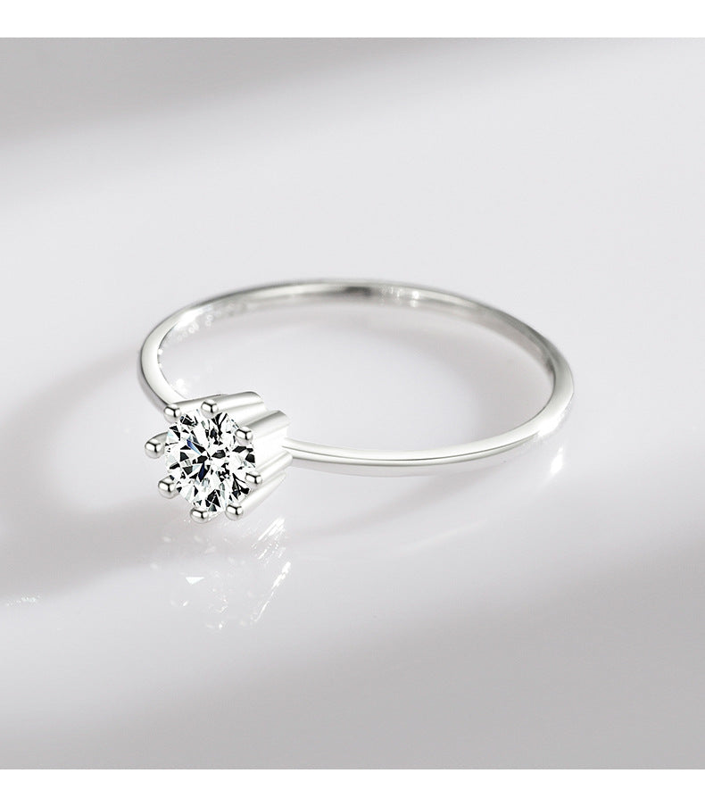 Exquisite S925 Sterling Silver Solitaire Ring with Zircon Gem - Everyday Genie Collection