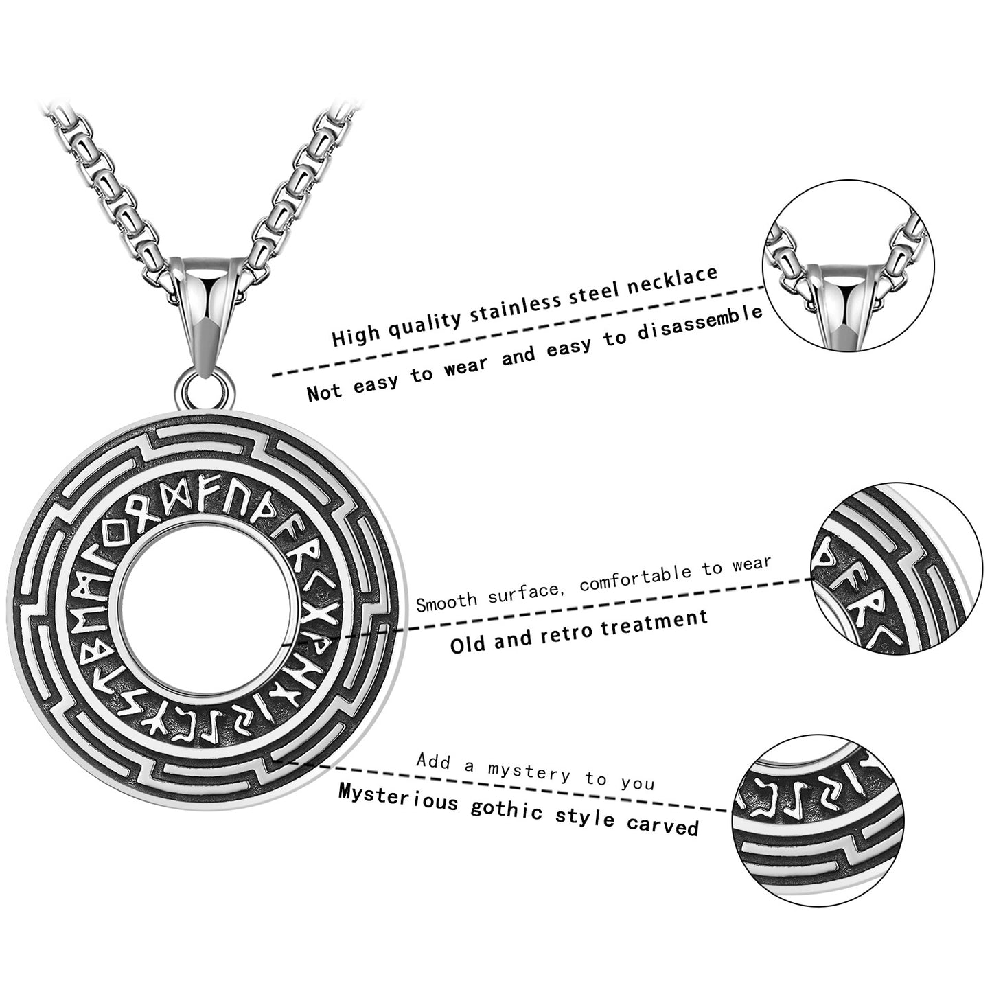 Steel Necklace - Statement Nordic Viking Pendant