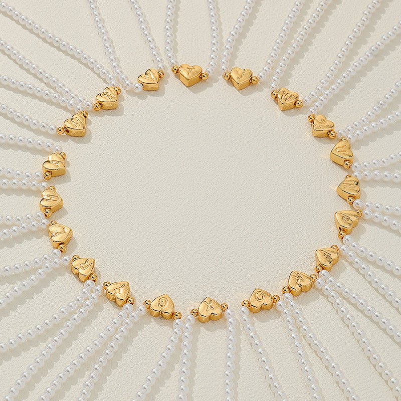 Cold Style Pearl Letter Pendant Clavicle Chain Necklace from Planderful Vienna Verve Collection