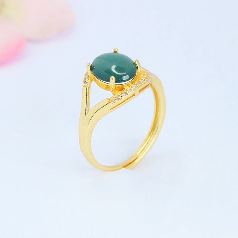 Blue-Water Jadeite Angel Eye Ring