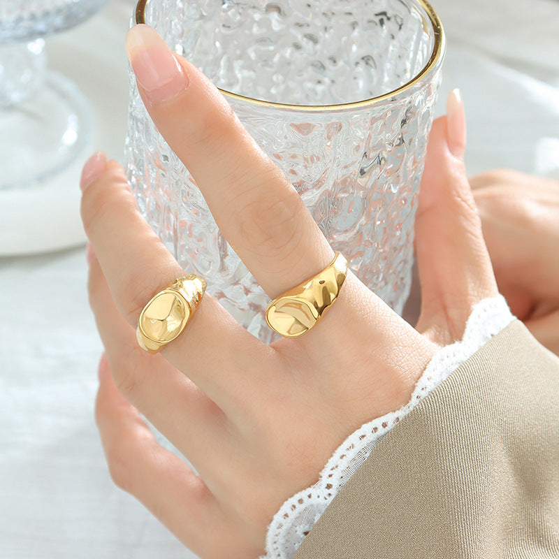 Golden Glow Stainless Steel European Style Chic Ring