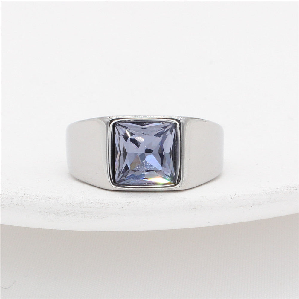 Planderful Square Zircon Titanium Ring Unisex For Men And Women Minimalist Everyday Gear