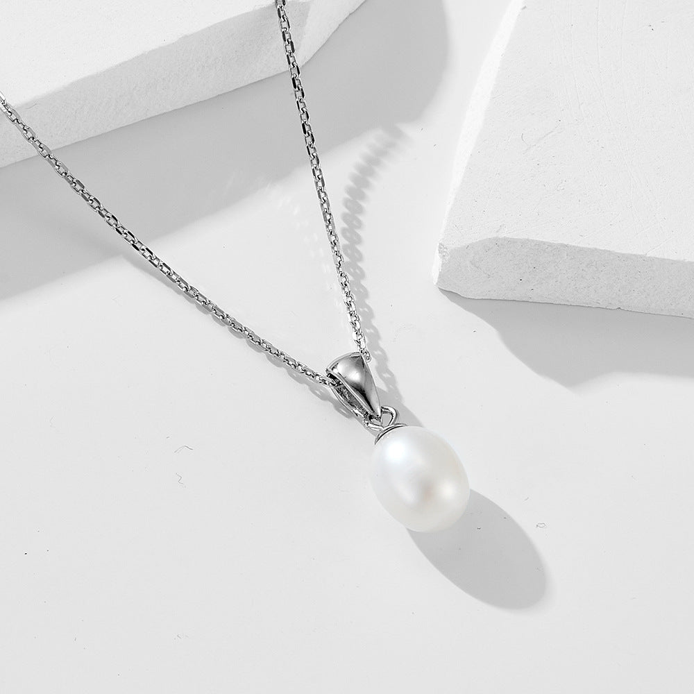 925 Sterling Silver Natural Freshwater Pearl Necklace Elegant Niche Jewelry Necklace