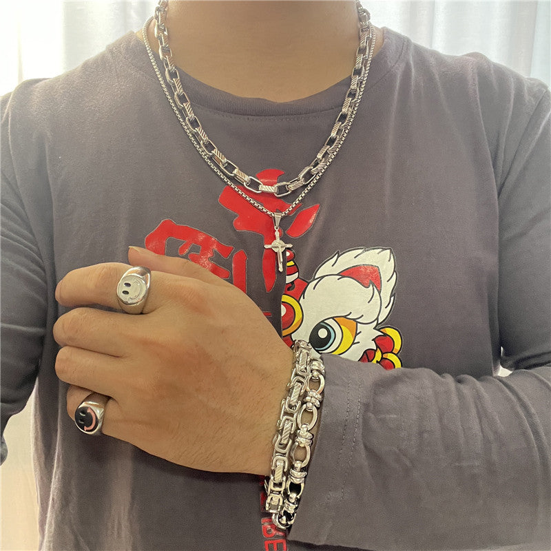 Personalized Retro Titanium Steel Cross Necklace for Men - Trendy Stainless Steel Pendant