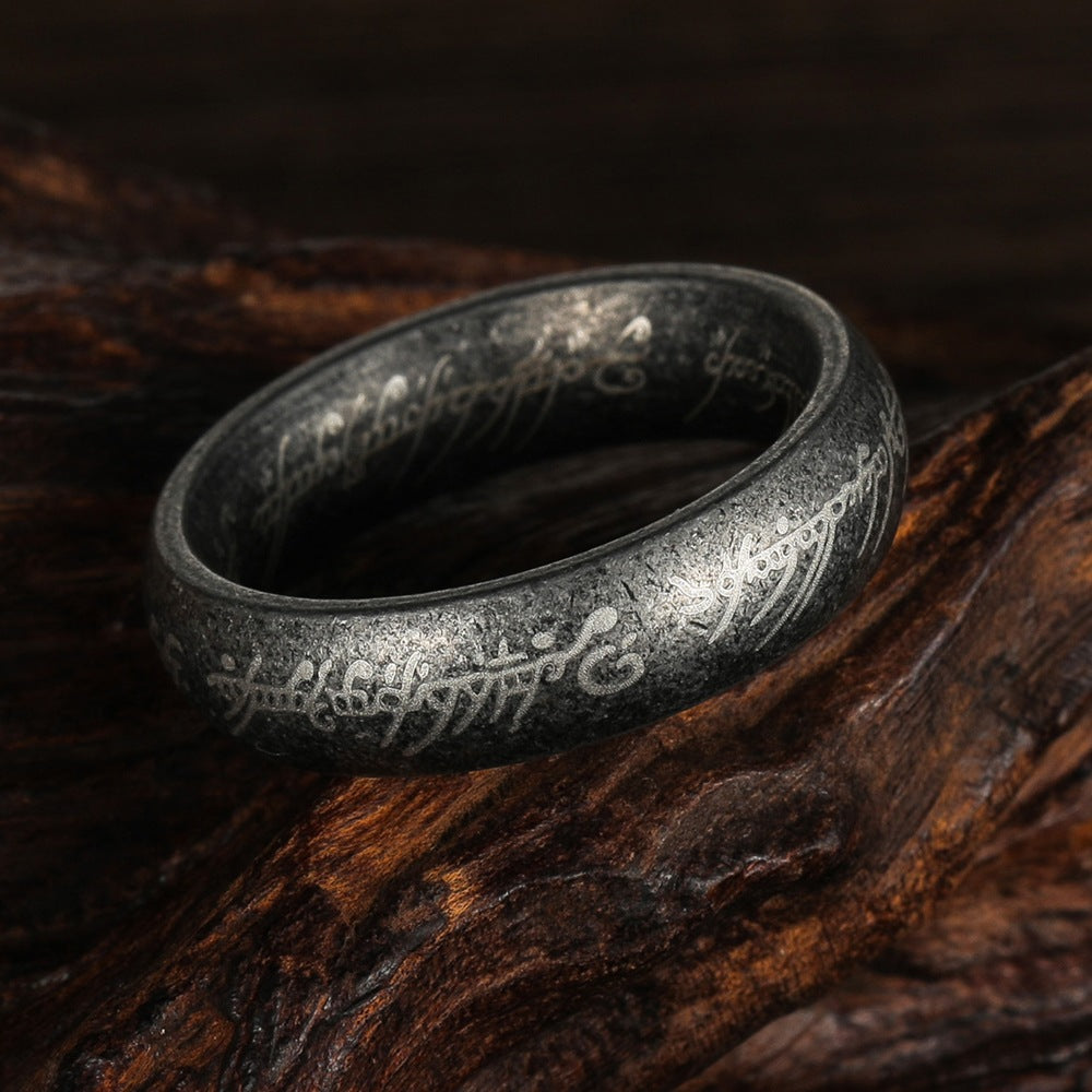 Planderful Lord Of The Rings Ring 6mm Ancient Silver Steel Retro Style For Men And Women With Protection Motif