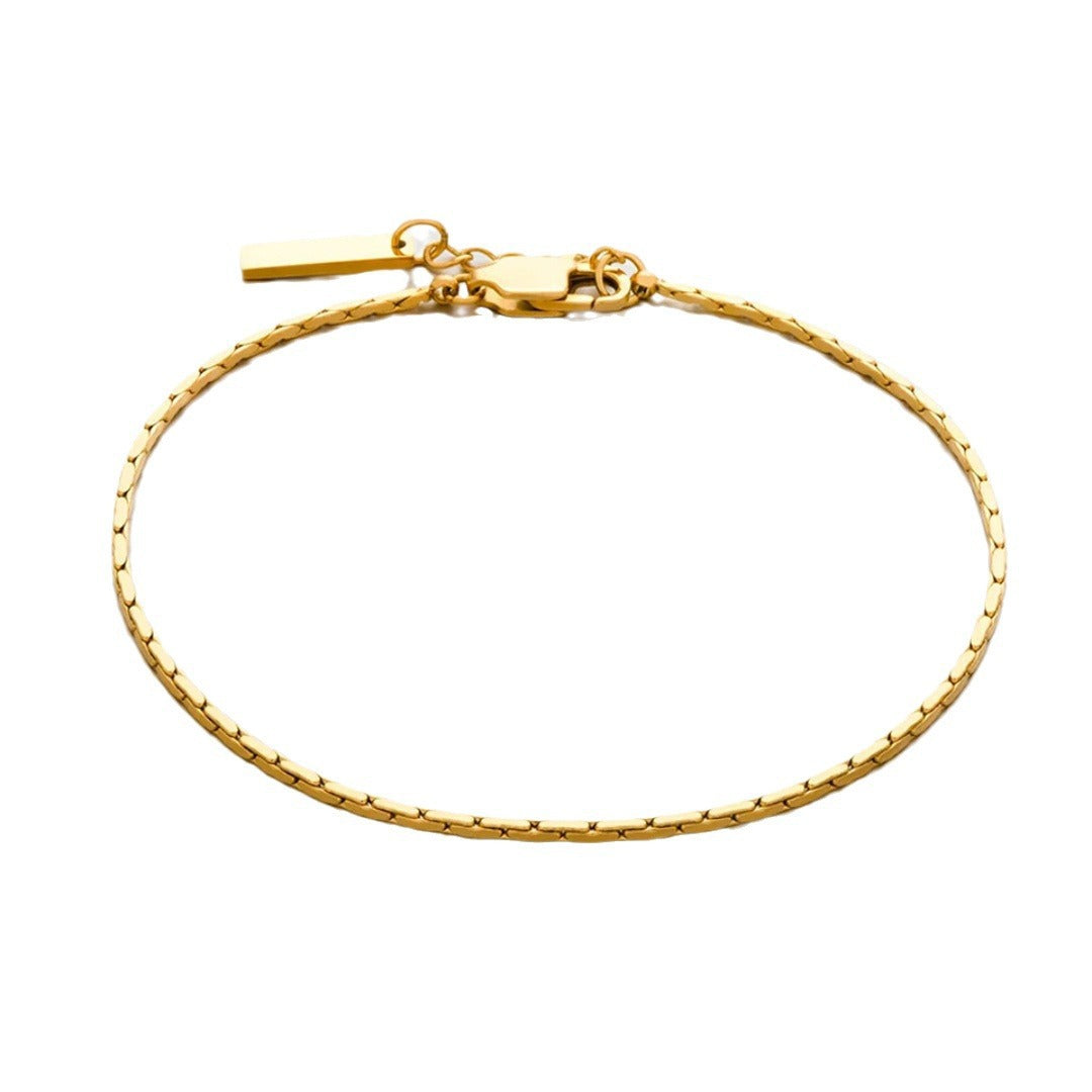 Planderful Jewelry Unisex Gold Bamboo Steel Bracelet Wire Chain For Men Women Everyday Genie Collection