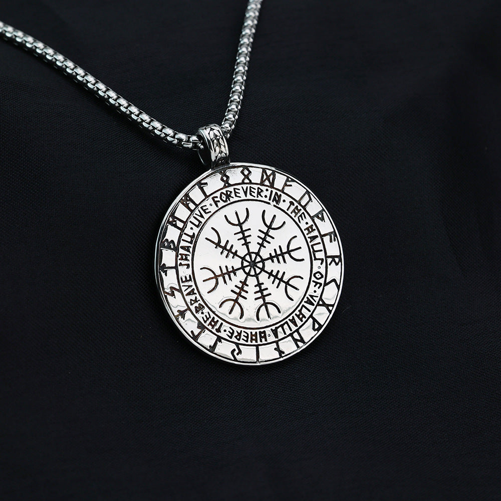 European And American Jewelry Wholesale Titanium Steel Men's Pendant Necklace Viking Bear Paw Shield