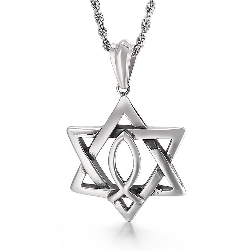 Masonic Pentagram Titanium Steel Men's Pendant - Stylish Freemasonry Jewelry