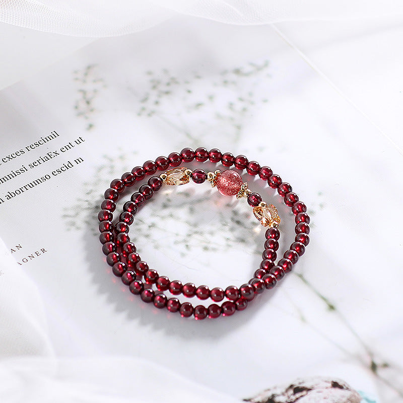 Garnet Crystal Double-Wrap Bracelet