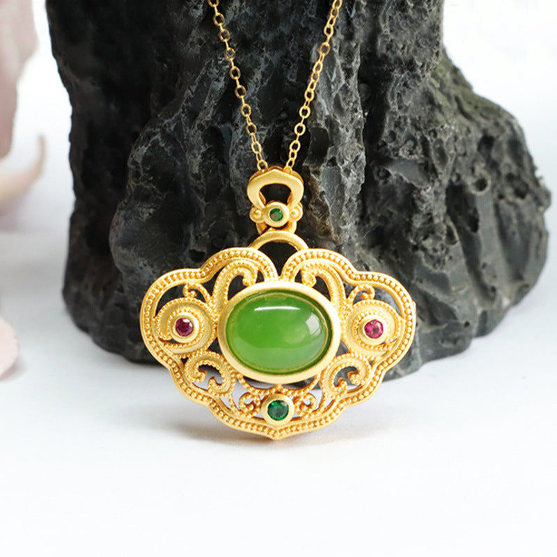 Fortune's Favor Hetian Jade Ruyi Pendant Necklace