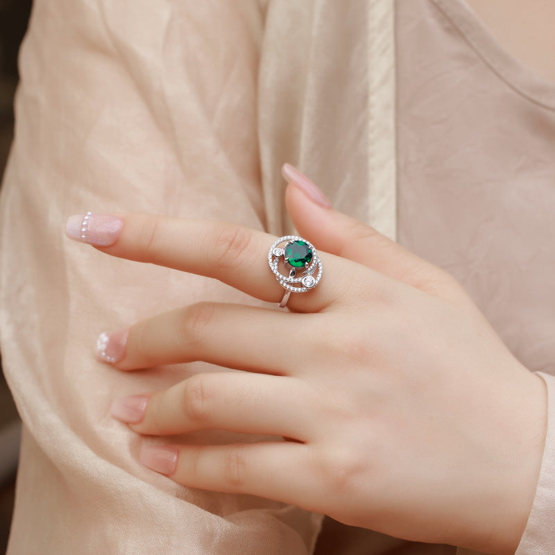 Planderful Jewelry Sterling Silver Lab Grown Emerald Ring Elegant High End Design