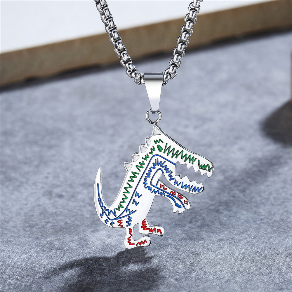Dinosaur Titanium Steel Pendant For Unisex Wear By Planderful Everyday Genie Protection Statement Minimalist Korean Style