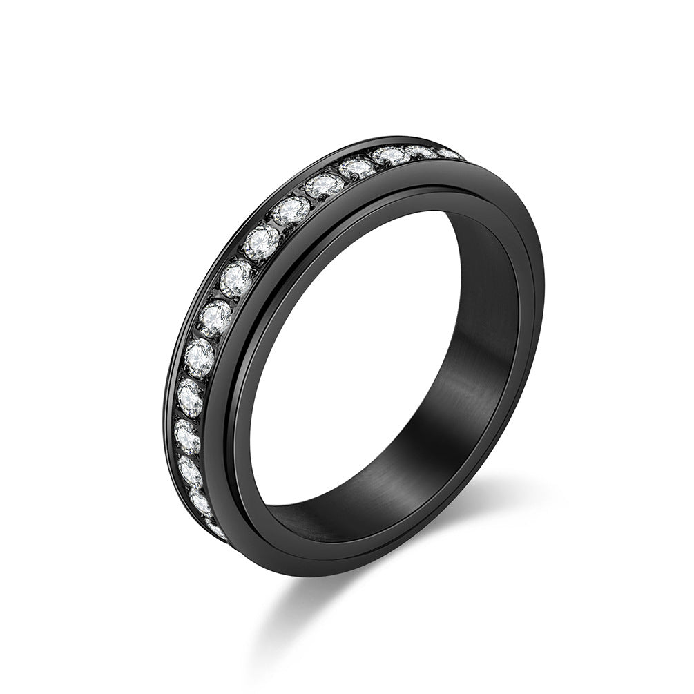 Amazon European And American Wind Titanium Steel Zircon Rotating Rings for Anxiety Relief