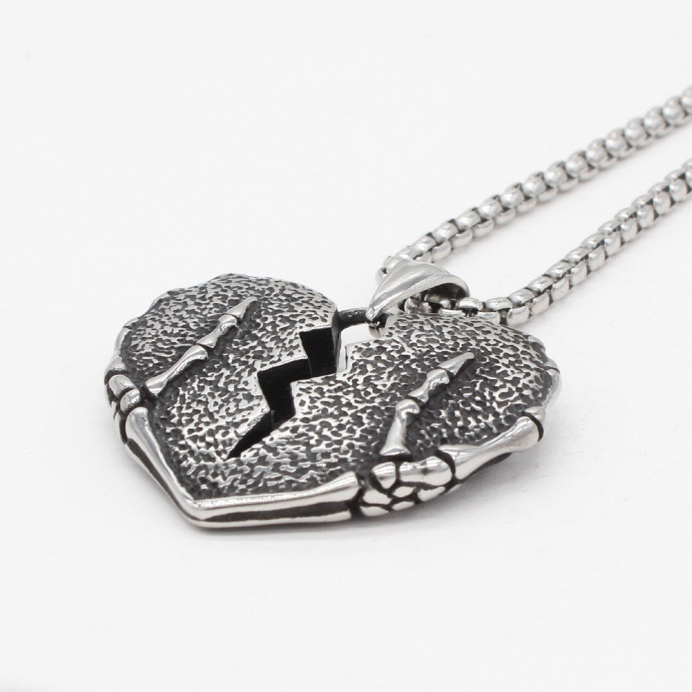 Personalized Retro Heart Skeleton Hand Pendant Titanium Steel Unisex Protection Statement Planderful Gift