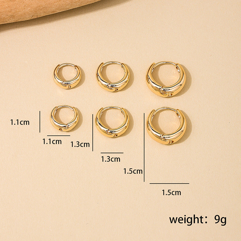 Elegant C-Shaped Women's Earrings Set with Rings - Vienna Verve Collection