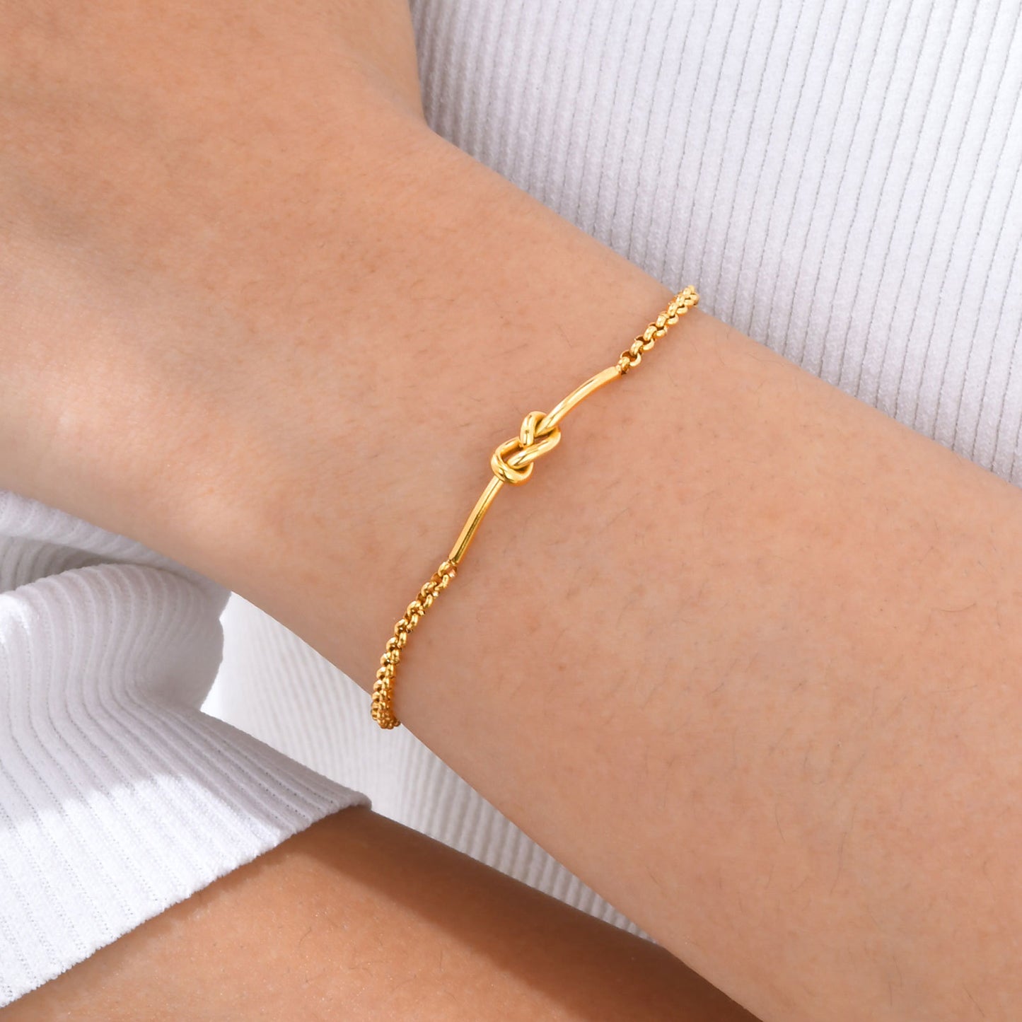 European And American Jewelry Stainless Steel Chain Knot Gold Bracelet Women