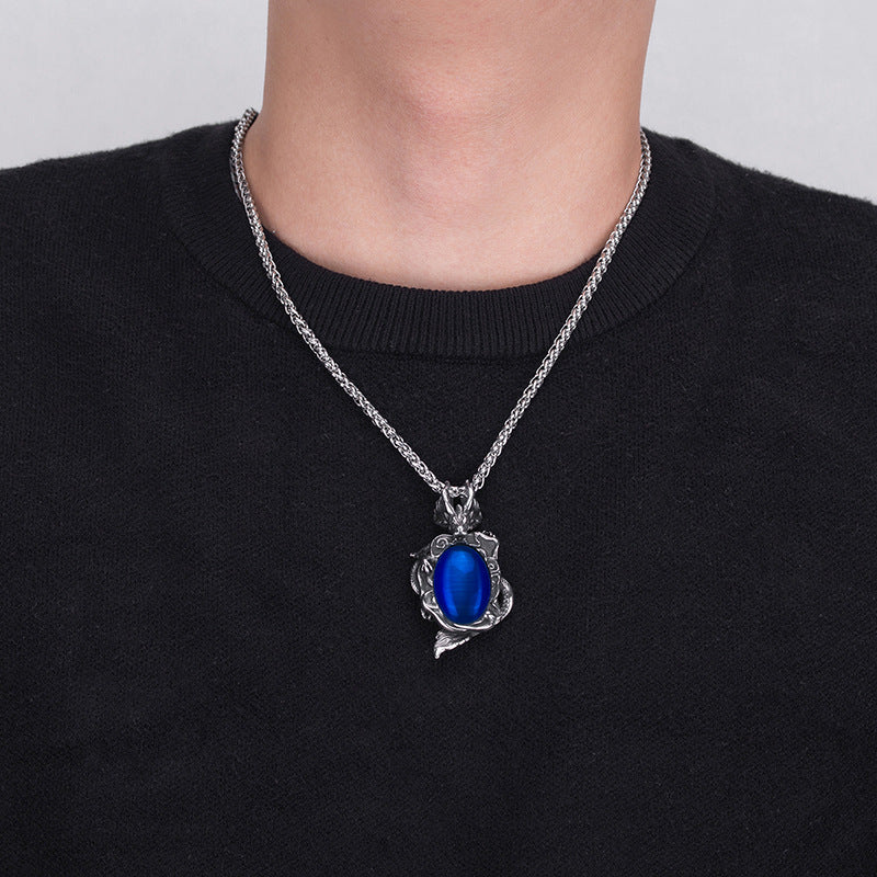 Steel Necklace – Elegant Chinese Dragon Ball Totem Pendant For Everyday Wear Planderful