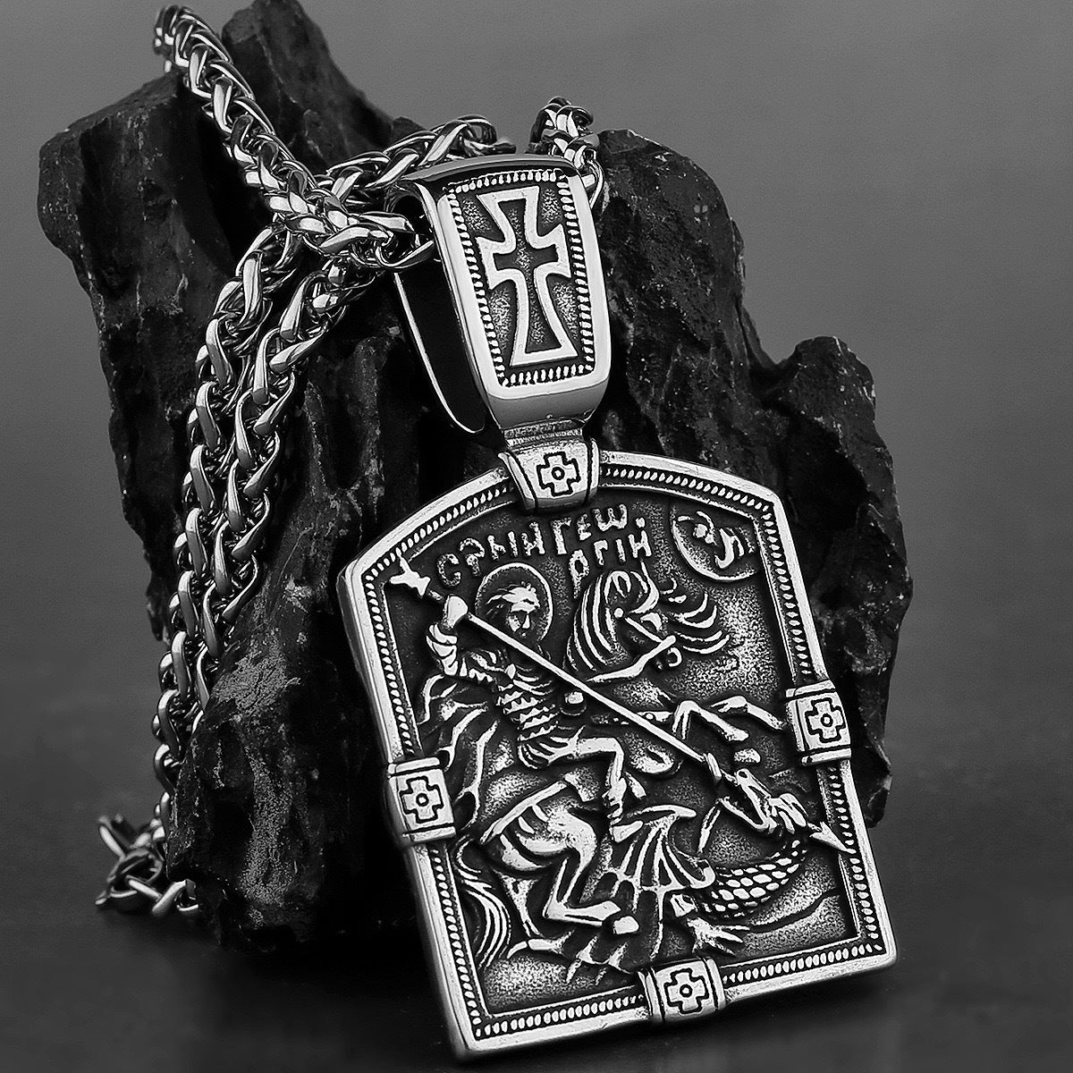 Planderful Cross Knight Pendant Titanium Steel For Men Durable Premium Hip Hop Necklace