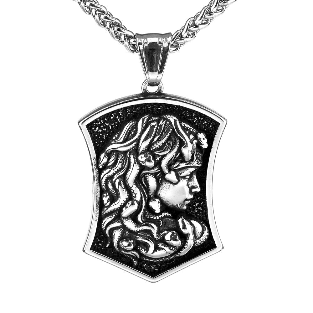 European And American Jewelry Stainless Steel Men's Pendant Necklace Retro Medusa Design
