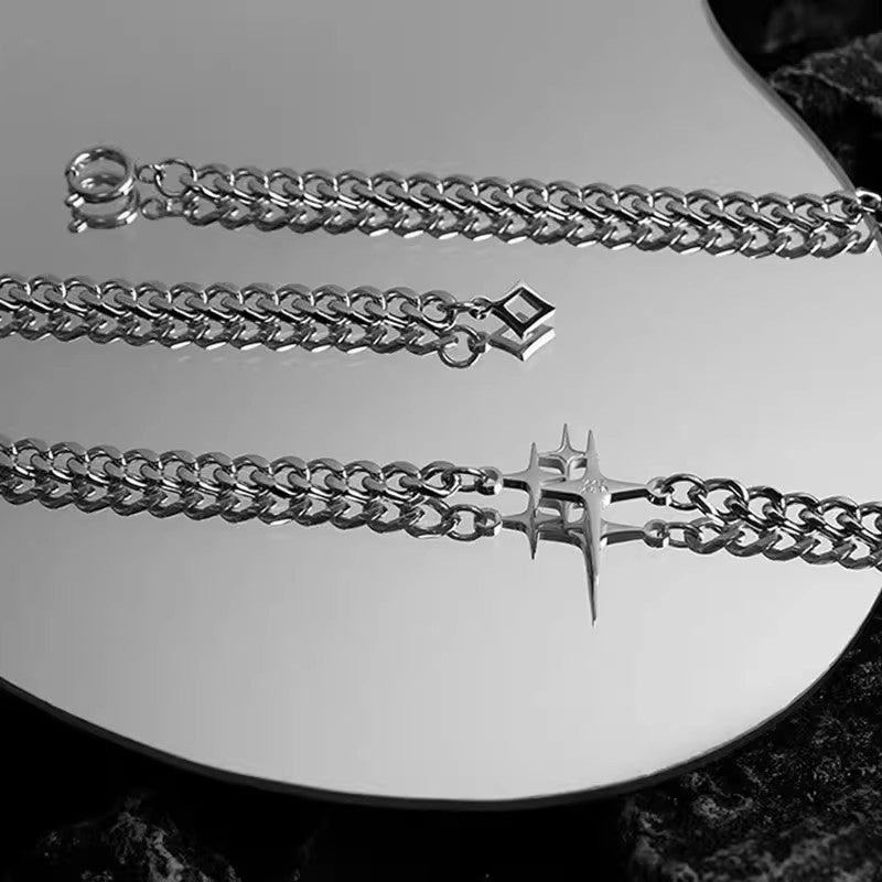 Planderful Jewelry Star Necklace In Titanium Steel Chain Premium Clavicle Pendant For Everyday Glamour