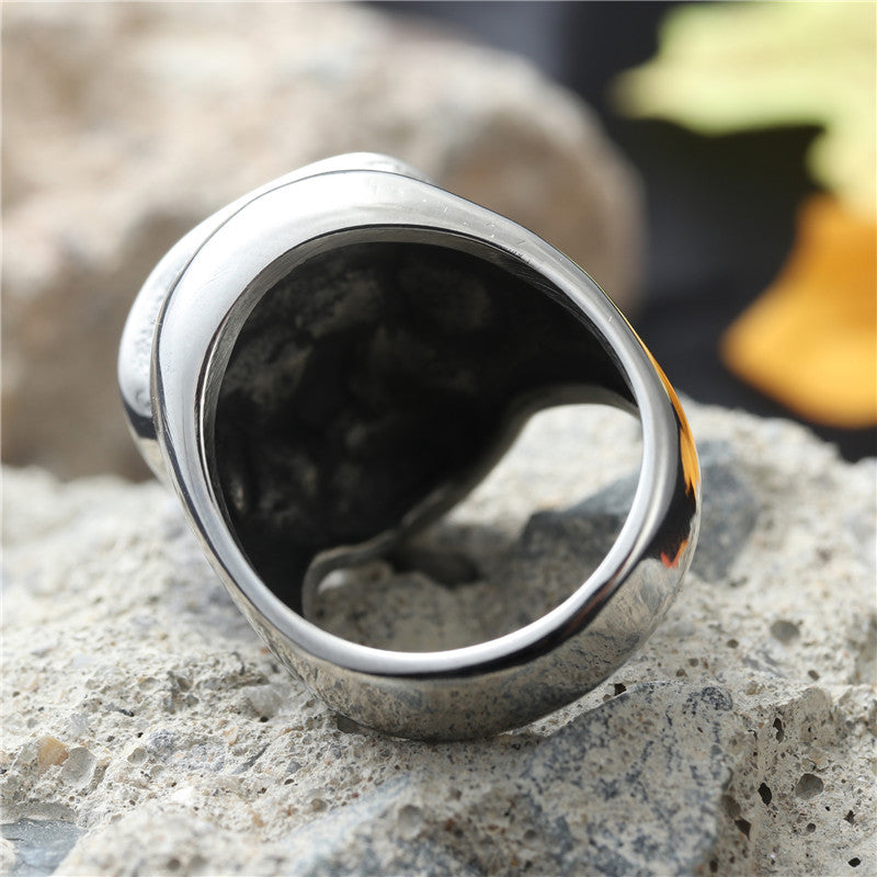 Titanium Steel Skull Ring for Men - Retro Punk Style Dominant Design in Stainless Steel