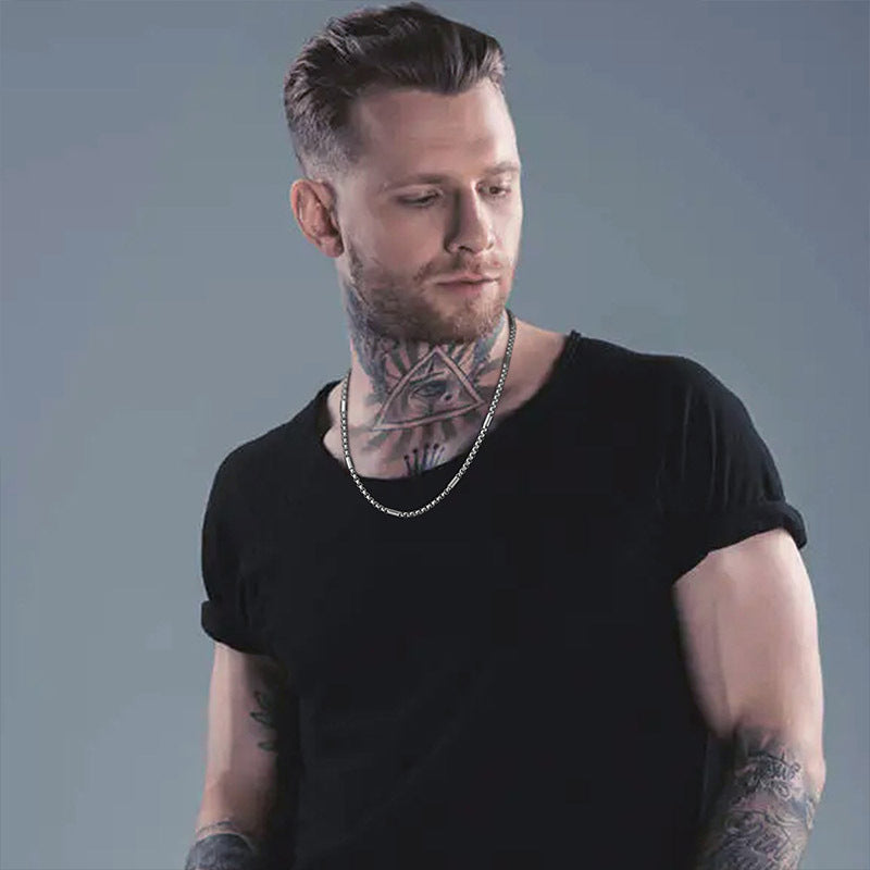 Stainless Steel Square Pearl Chain Thick Necklace for Men