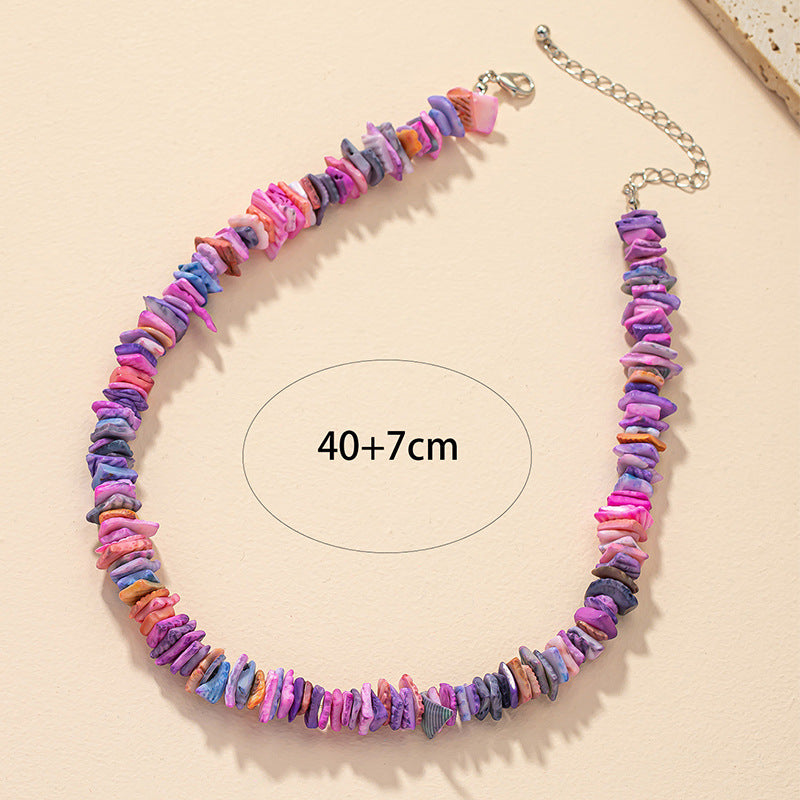 Seashell Vacation Necklace with Ethnic Handmade Charm