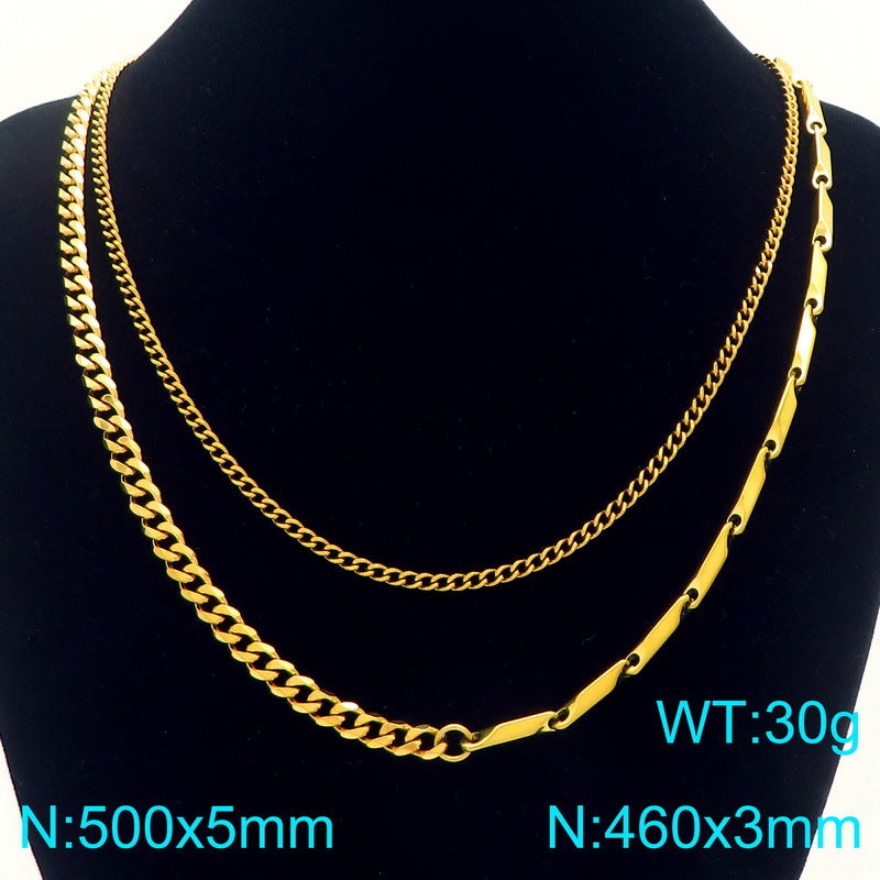 Planderful Layered Cuban Necklace for Men Double Chain Sturdy