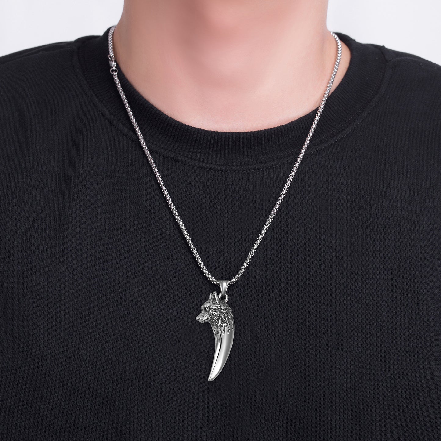 Steel Necklace – Statement Hip Hop Wolf Head