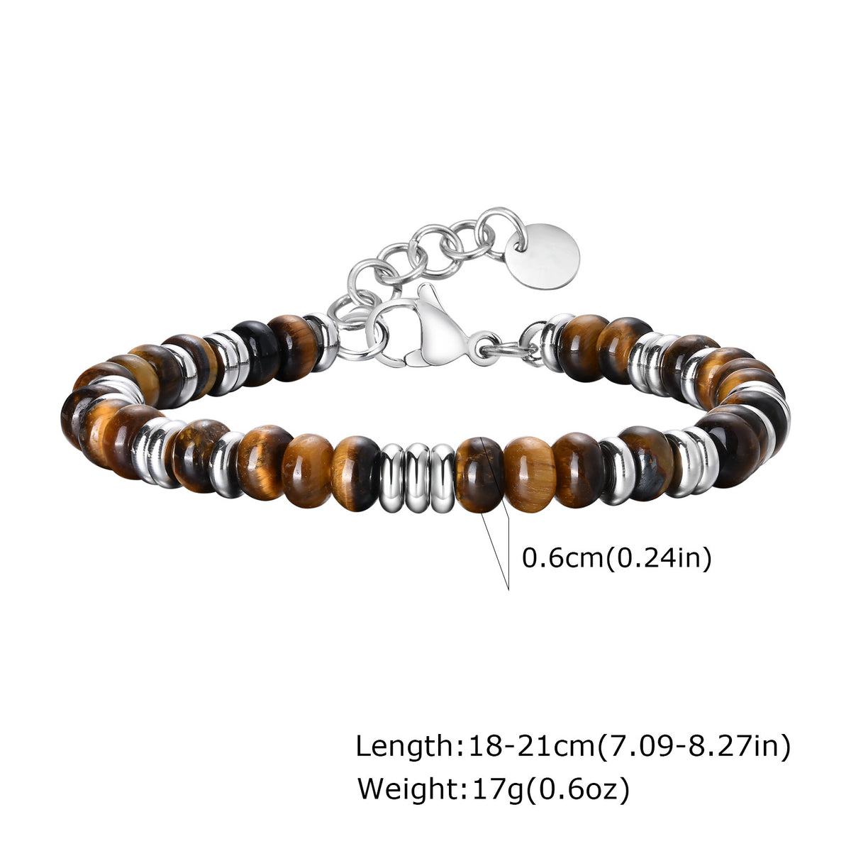 Tiger's Eye Stainless Steel Bracelet for Men