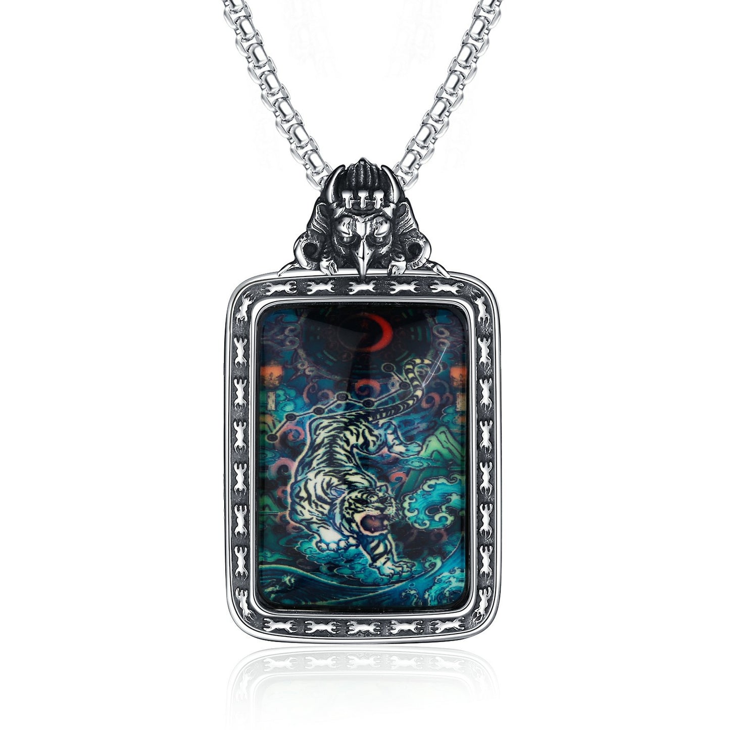Steel Necklace – Elegant Thangka Zodiac Guardian God Of Wealth Carving, Planderful