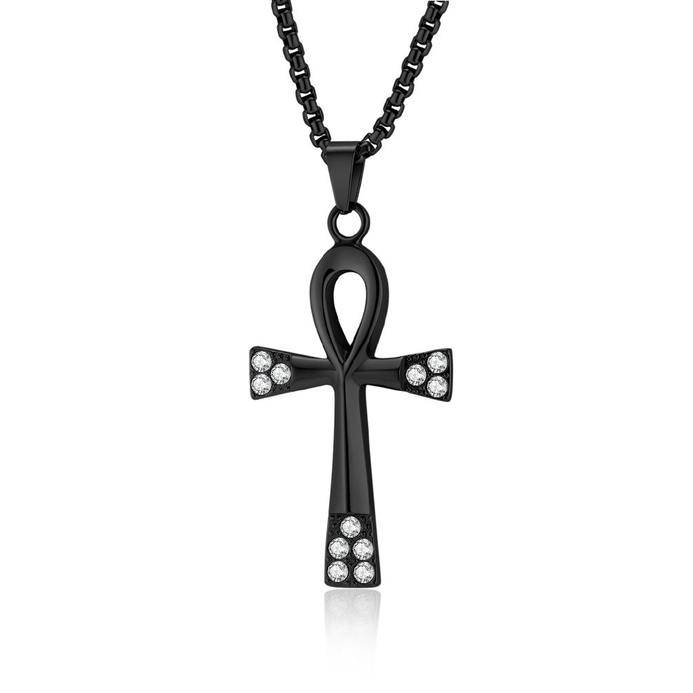 Planderful Ancient Egyptian Anka Cross Necklace Titanium Steel For Men Niche Design Pendant
