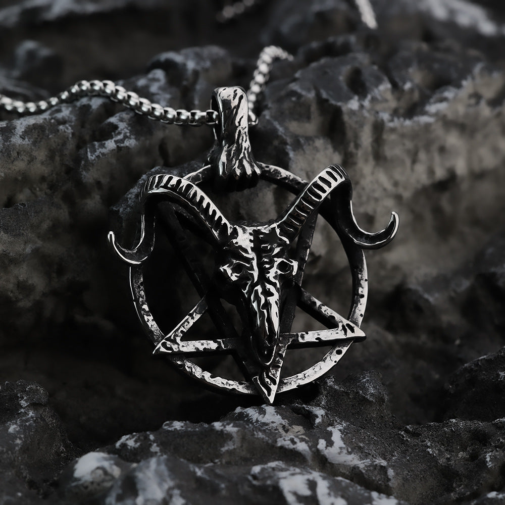 European And American Retro Men's Goat Head Necklace Pendant