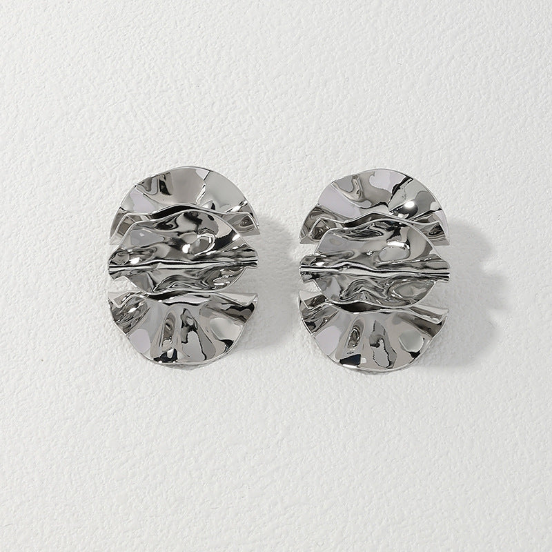 Chic Metal Pleated Women's Earrings - Vienna Verve Collection