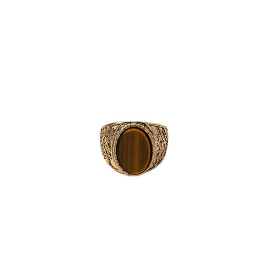 Vintage Tiger Stone Men's Ring - Exquisite Masculine Jewelry