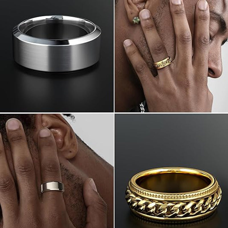 Planderful Everyday Genie Stainless Steel Ring Set For Men And Women Fade Resistant Durable Jewelry