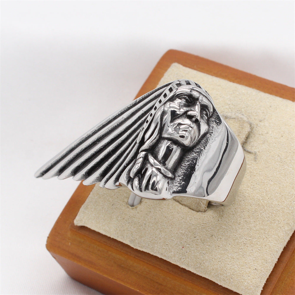 Planderful Everyday Genie – European and American Personalized Retro Indian Men's Titanium Steel Ring