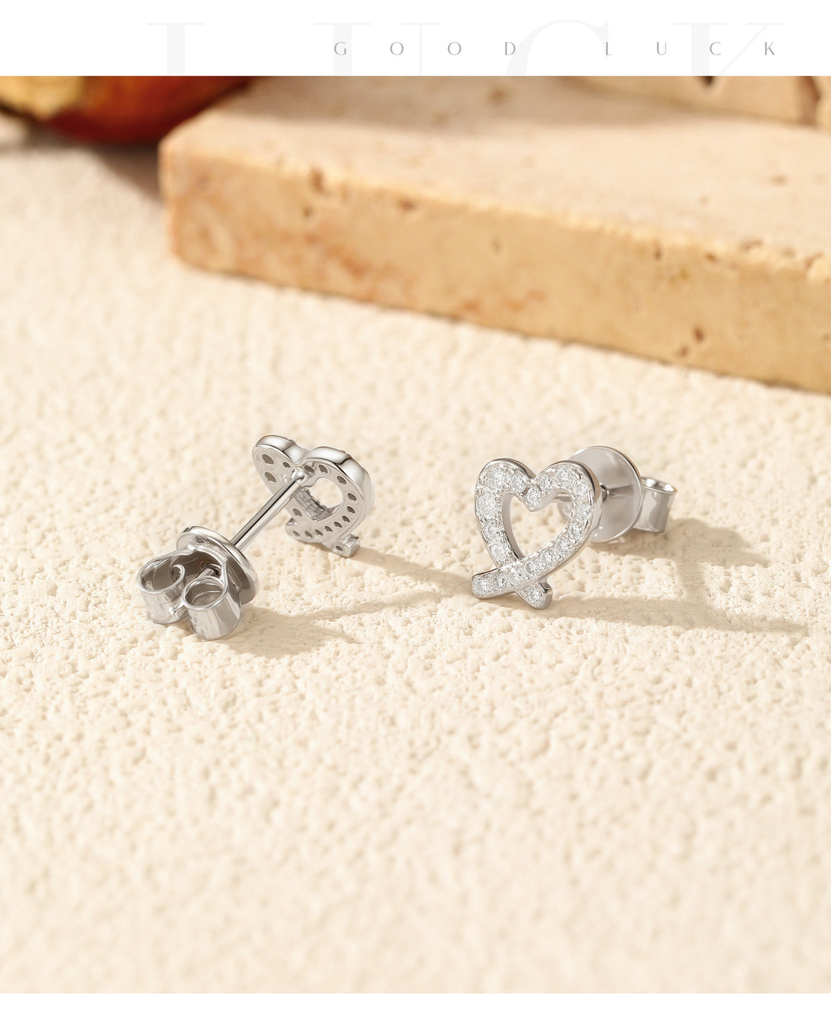 925 Sterling Silver Heart Irregular Moissanite Stud Earrings