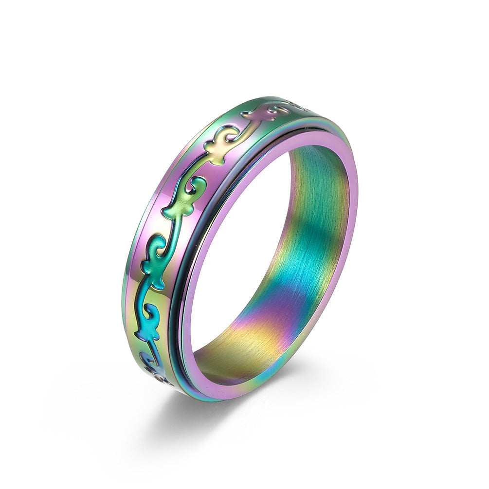 Titanium Steel Ring Unisex Retro Vine Design By Planderful Everyday Genie Gift For Him Or Her