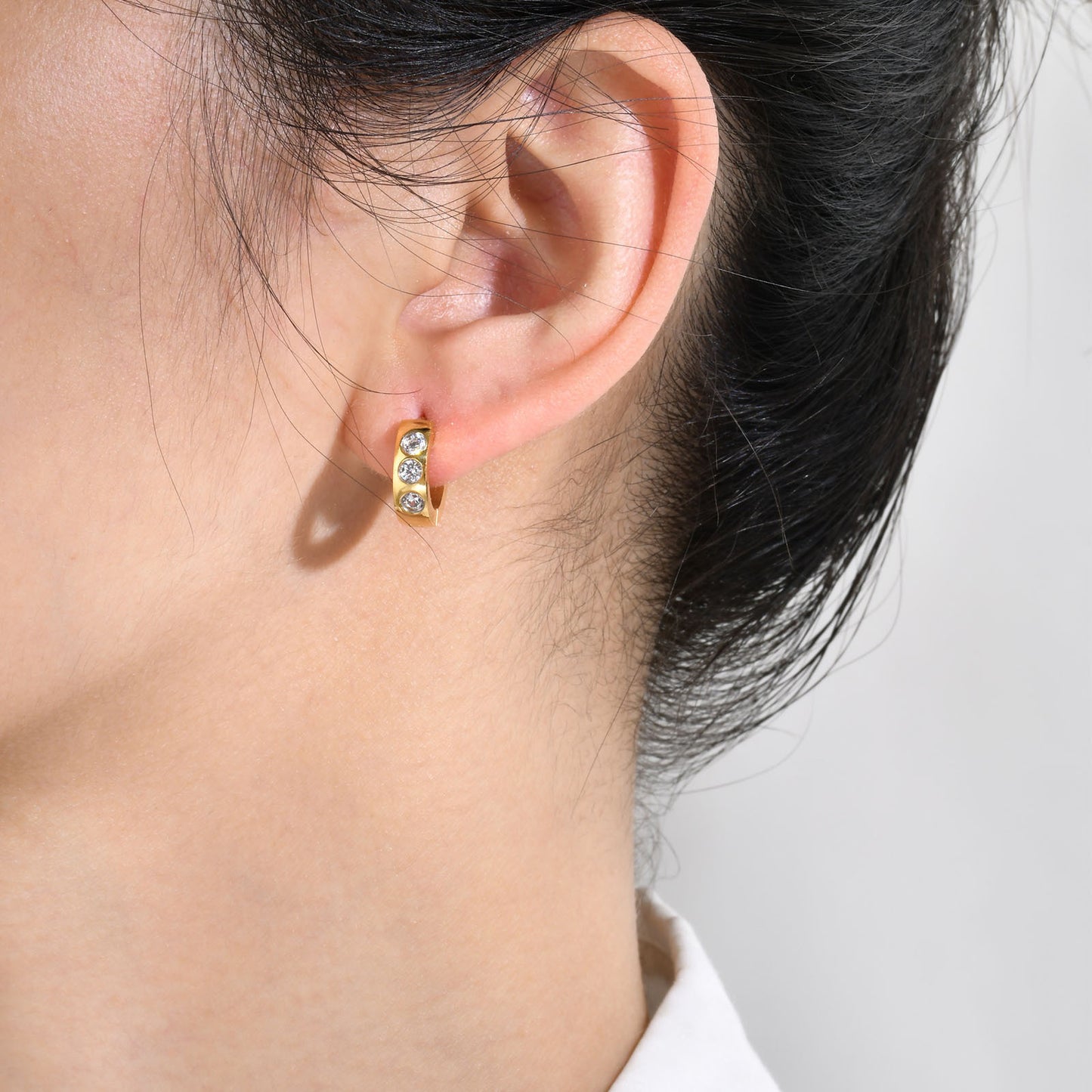 Titanium Steel Earrings Cross-Border Jewelry Gold Zircon Design