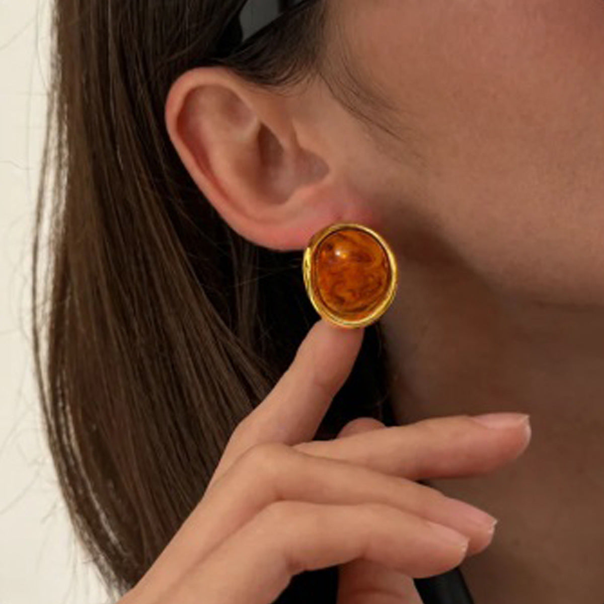Planderful Mirror-Finish Stainless Steel Earrings Amber Gradient Geometric Statement For Fashion Forward Women