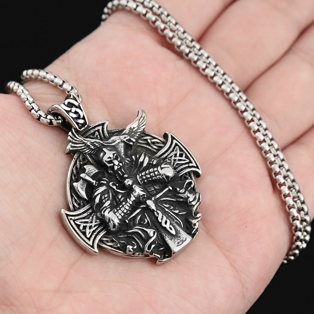 European And American Retro Viking Odin Crow Pendant Necklace
