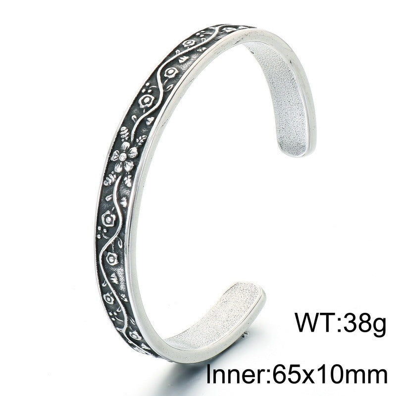 Gothic Little Skull Layered Casting Open Bracelet Sun – Moon & Stars Engraved