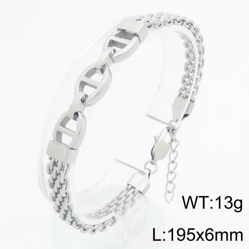Mesh Chain – Pig Nose Curved Bar Stainless Steel Men's Strap Chain Bracelet
