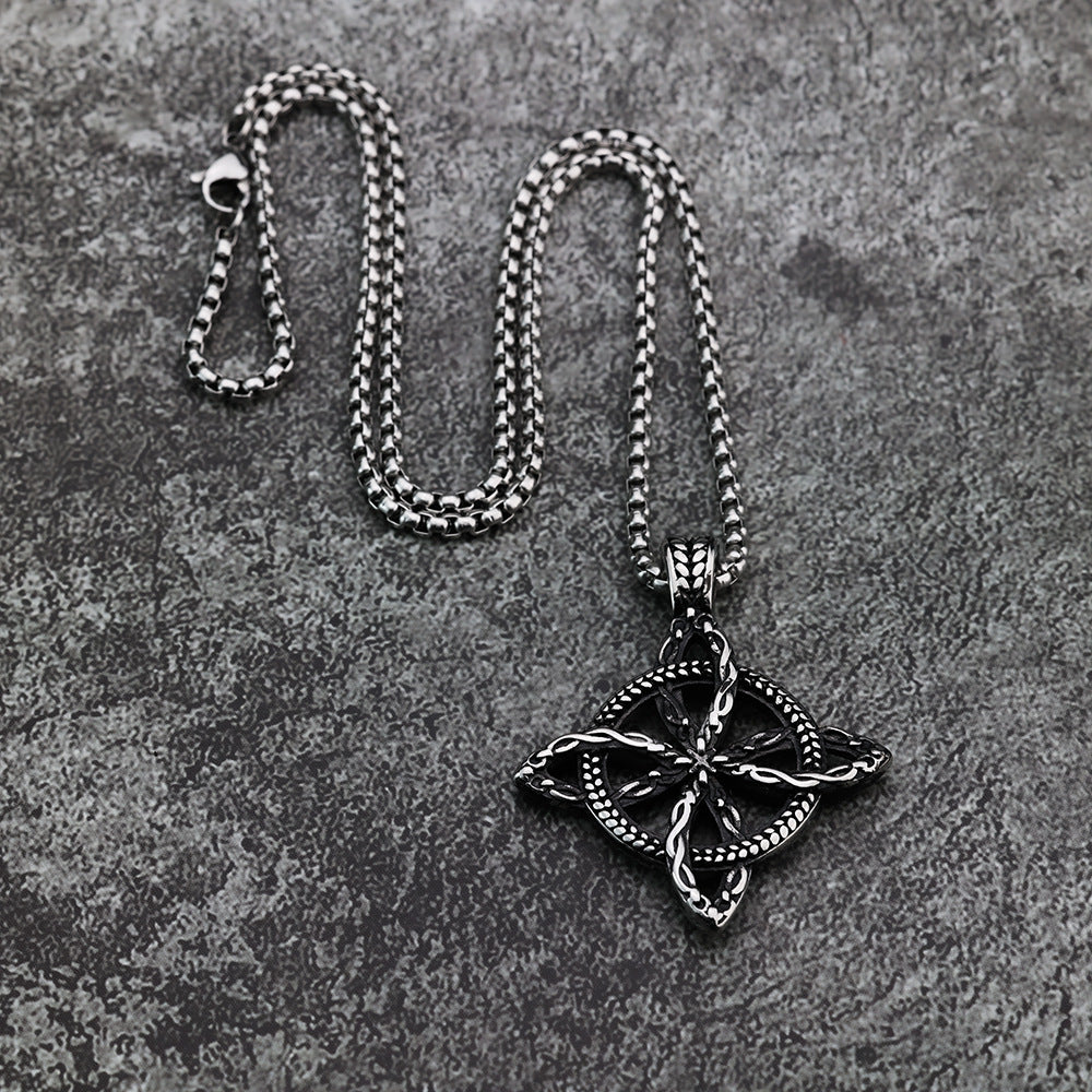 Cross-Border European and American Stainless Steel Celtic Eternal Knot Pendant Necklace for Men