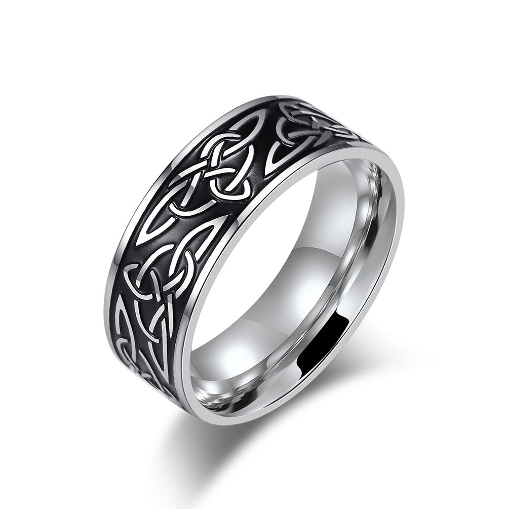 Cross-Border Amazon Vikings Celtic Triangle Knot Stainless Steel Ring Men's Jewelry Wholesale