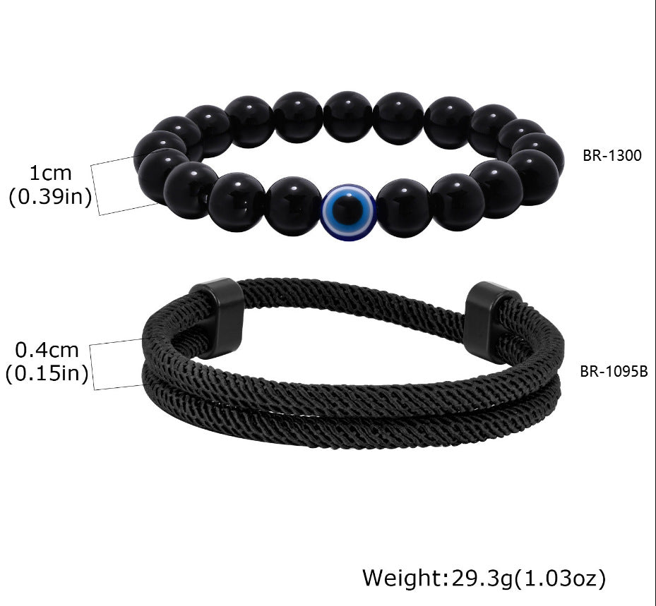 Braided Black Stainless Steel Bracelet for Men