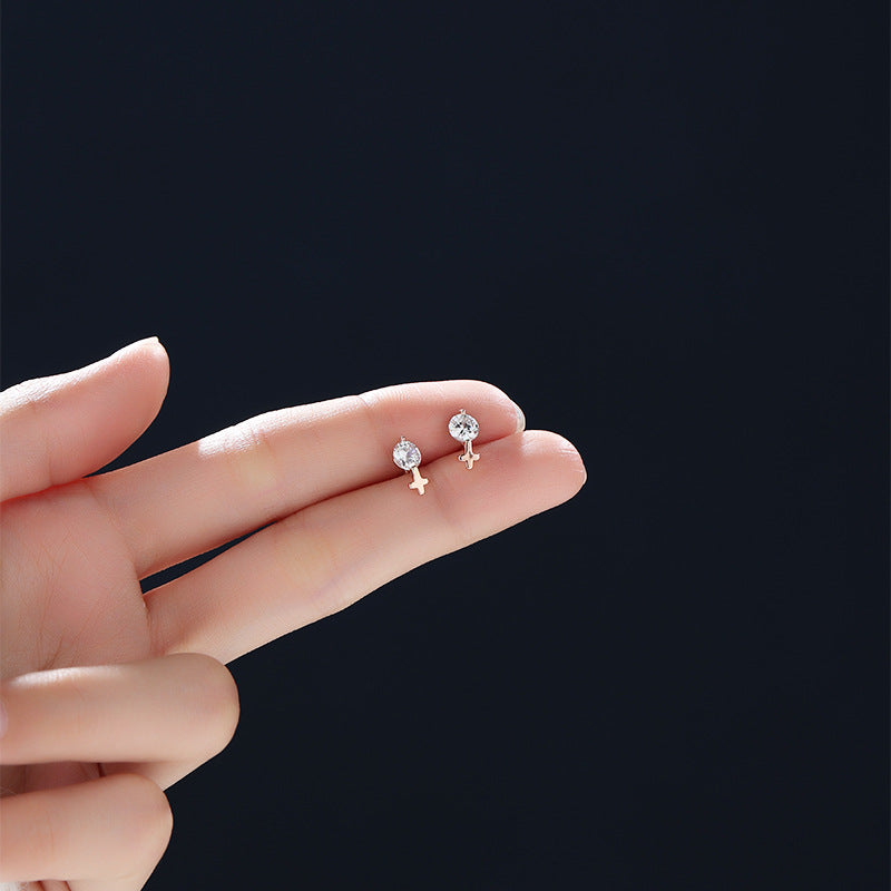 Cross Inlaid 925 Sterling Silver Women's Earrings