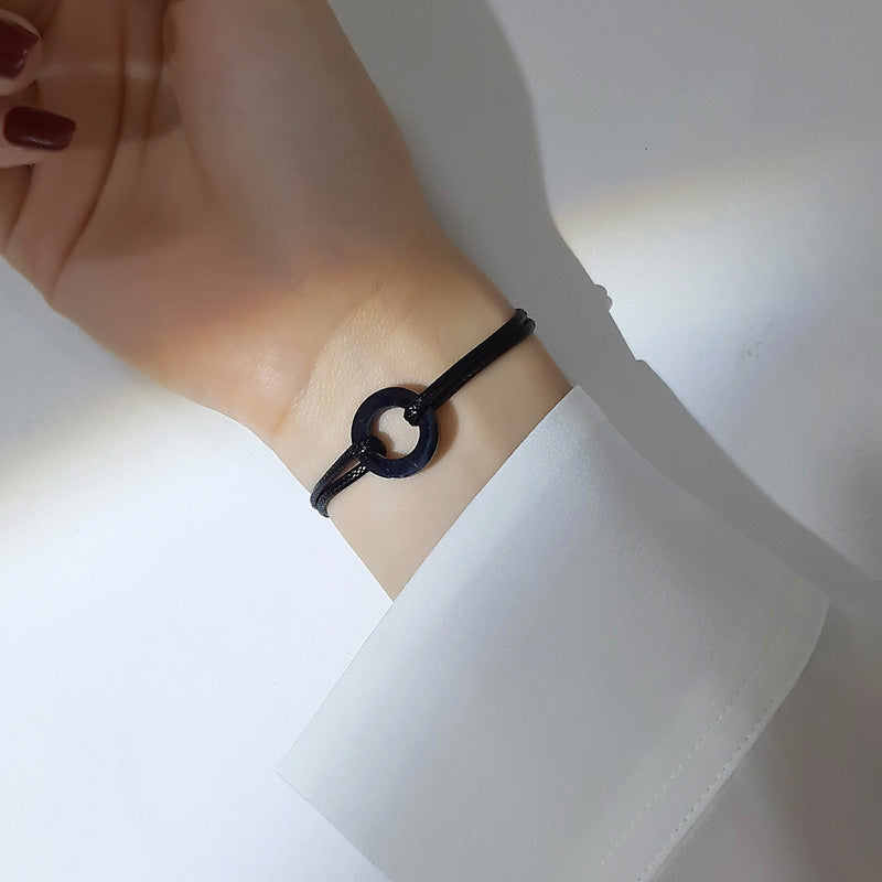 Jewelry Circle Stainless Steel Woven Bracelet Adjustable Length for Men